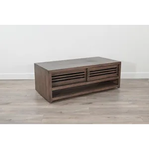 Coffee Table w/ Sliding Doors & Casters