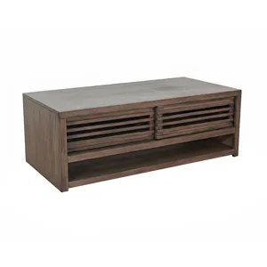 Coffee Table w/ Sliding Doors & Casters