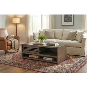 Coffee Table w/ Sliding Doors & Casters