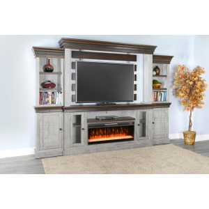 Entertainment Wall w/42" Log Fireplace Insert