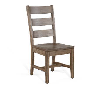 Ladderback Chair w/ Stretchers & Wood Seat