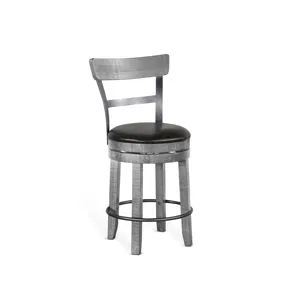 ALPINE GREY 24"H Swivel Barstool, Cushion Seat