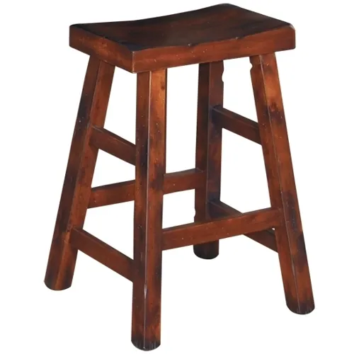 24"H Santa Fe Saddle Seat Stool w/ Wood Seat