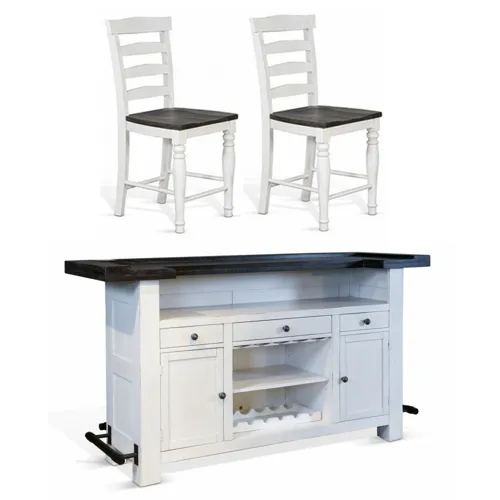 Carriage House 78" Bar w/2 Stools