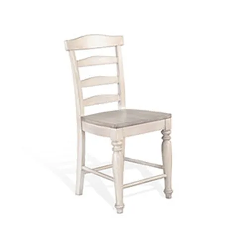 24"H Ladderback Barstool, Wood Seat