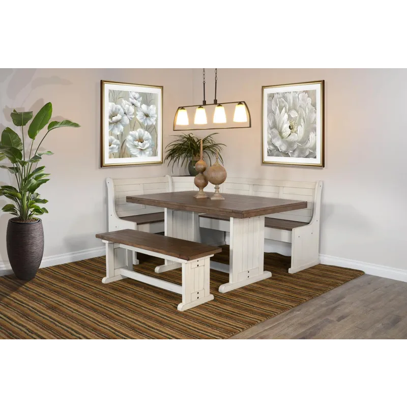 PASADENA BF Nook Long Bench & Corner Back, Wood Seat