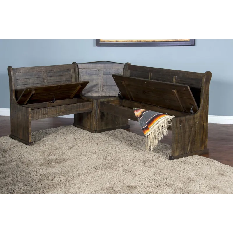 HOMESTEAD BF Nook Long Bench & Corner Back, Wood Seat