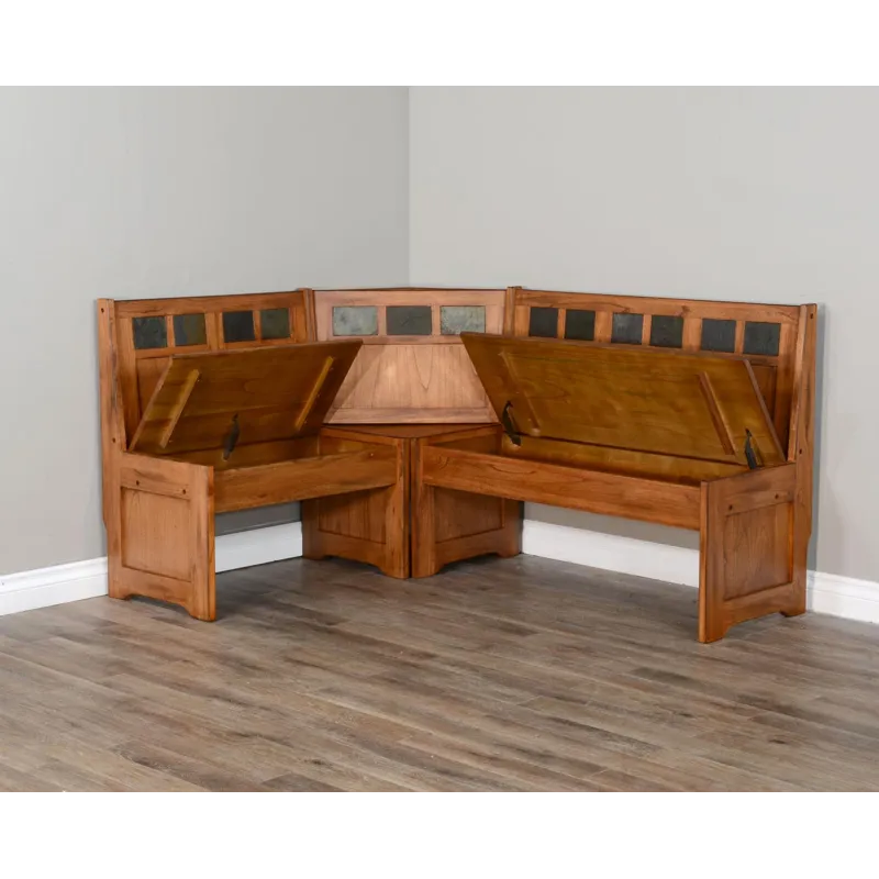 SEDONA BF Nook Long Bench & Corner Back, Wood Seat