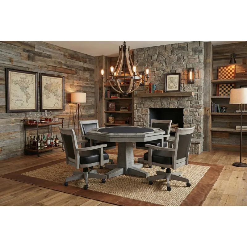 Alpine Grey Game Chair w/ Casters, Cushion Seat & Back