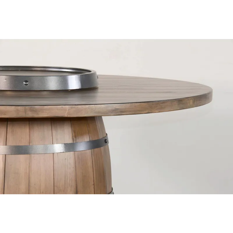 DOE VALLEY Round Pub Table w/ Wine Barrel Base