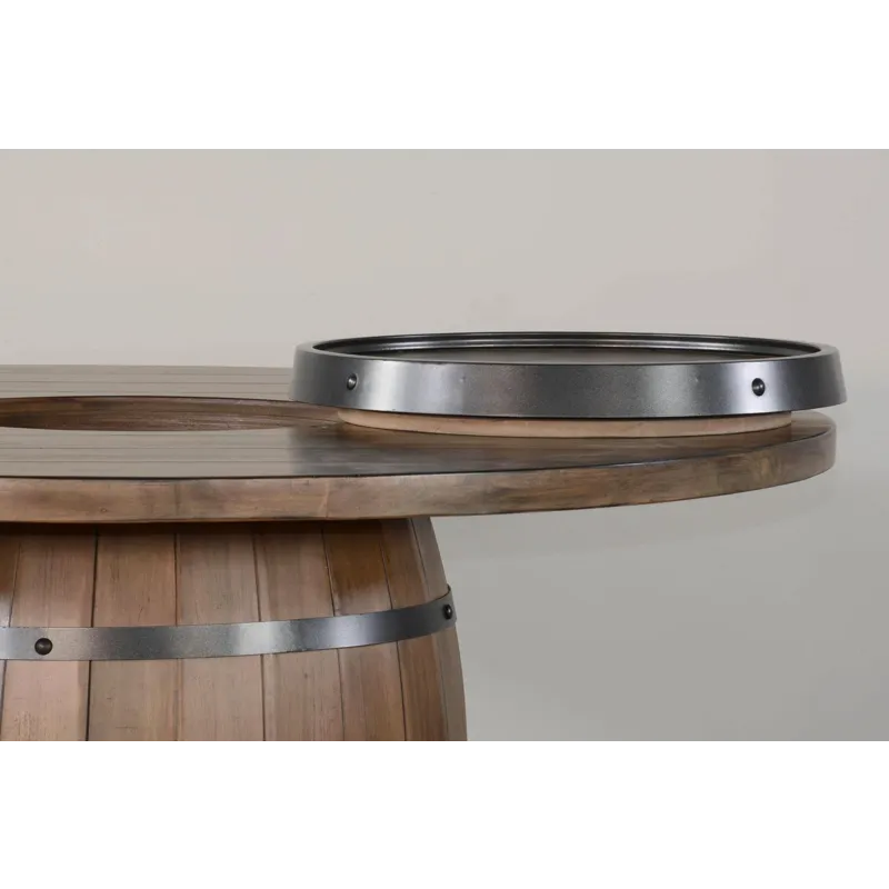 DOE VALLEY Round Pub Table w/ Wine Barrel Base