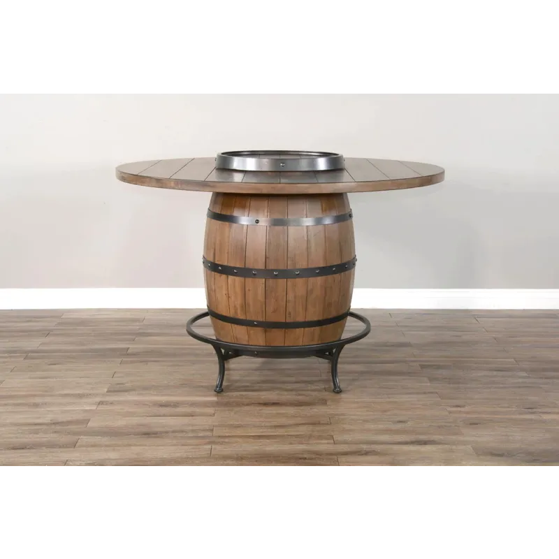 DOE VALLEY Round Pub Table w/ Wine Barrel Base