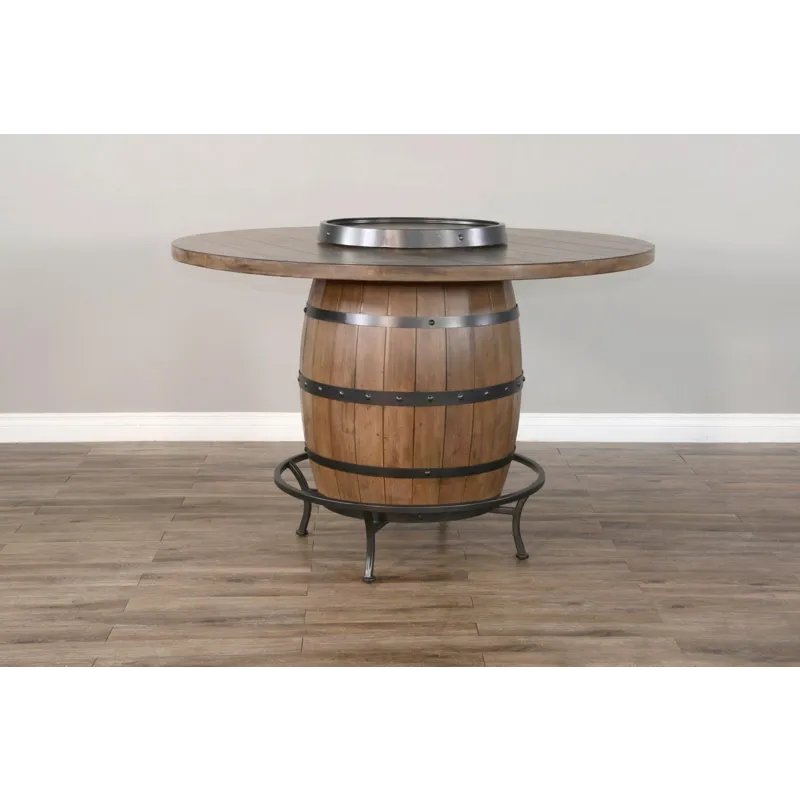 DOE VALLEY Round Pub Table w/ Wine Barrel Base