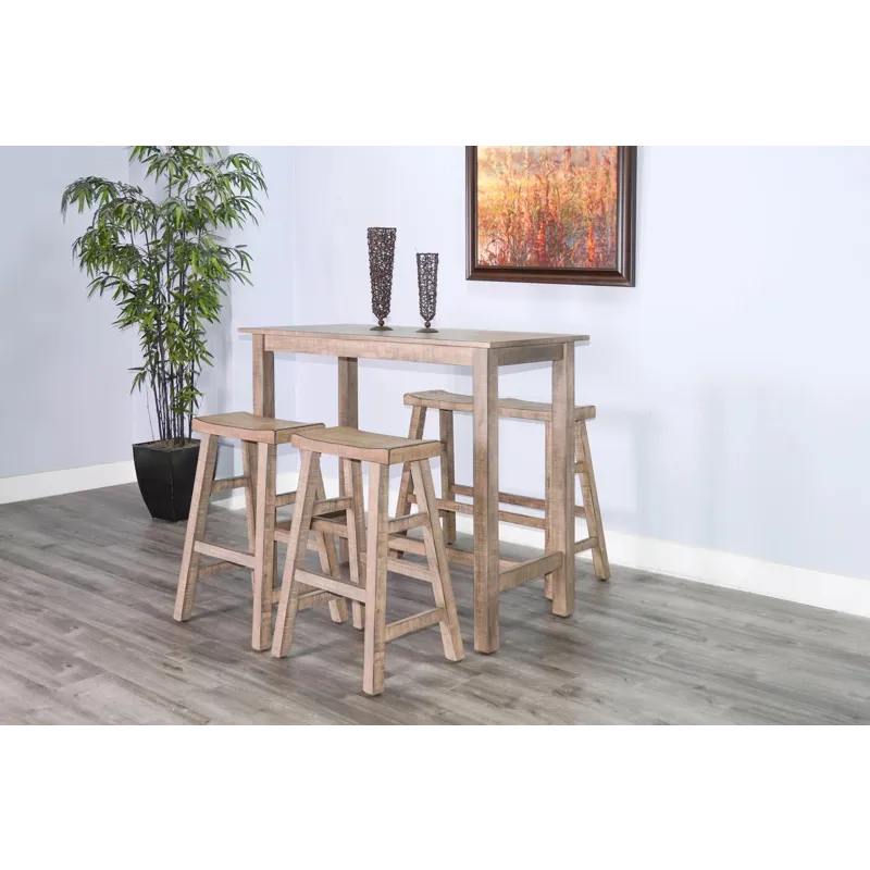 MARINA Beach Pebble 30"H Saddle Seat Stool, Wood Seat
