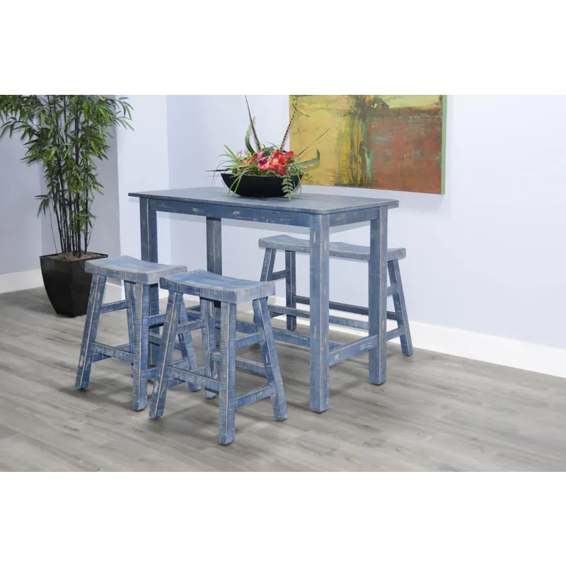 Marina Ocean Blue 24"H Bench, 9" Wood Seat