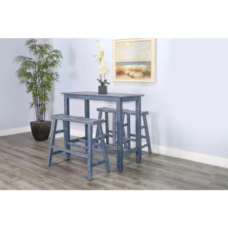 MARINA Ocean Blue 30"H Bench, Wood Seat