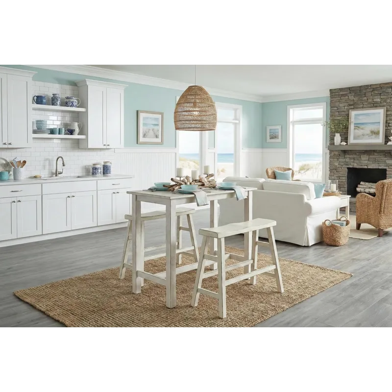 MARINA White Sand 30"H Saddle Seat Stool, Wood Seat