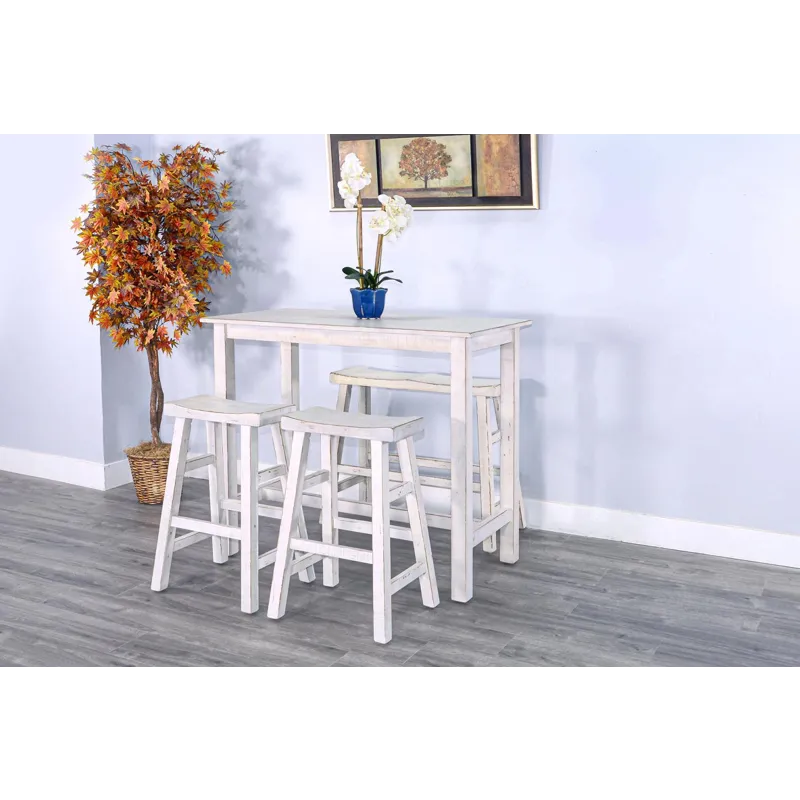 MARINA White Sand 30"H Saddle Seat Stool, Wood Seat