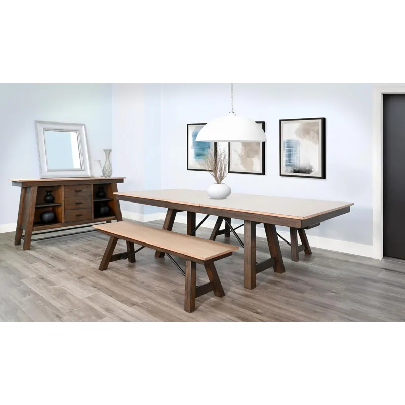 Boulder Dining Bench, Wood Seat