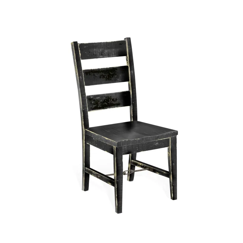 MARINA Black Sand Ladderback Chair w/ Turnbuckle, Wood Seat