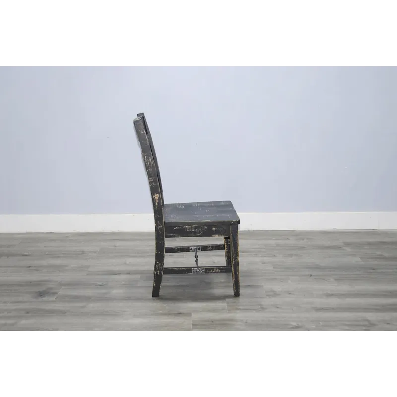 MARINA Black Sand Ladderback Chair w/ Turnbuckle, Wood Seat