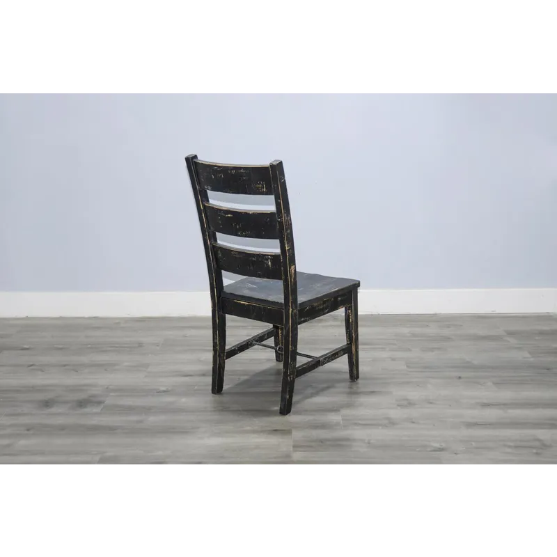 MARINA Black Sand Ladderback Chair w/ Turnbuckle, Wood Seat