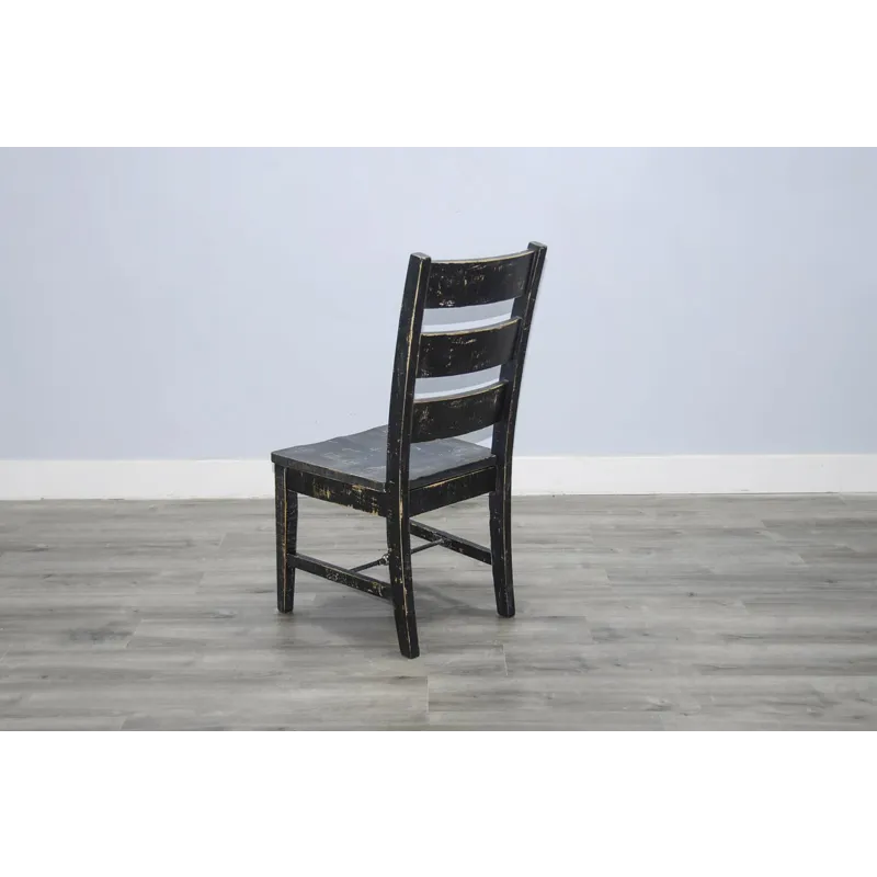 MARINA Black Sand Ladderback Chair w/ Turnbuckle, Wood Seat