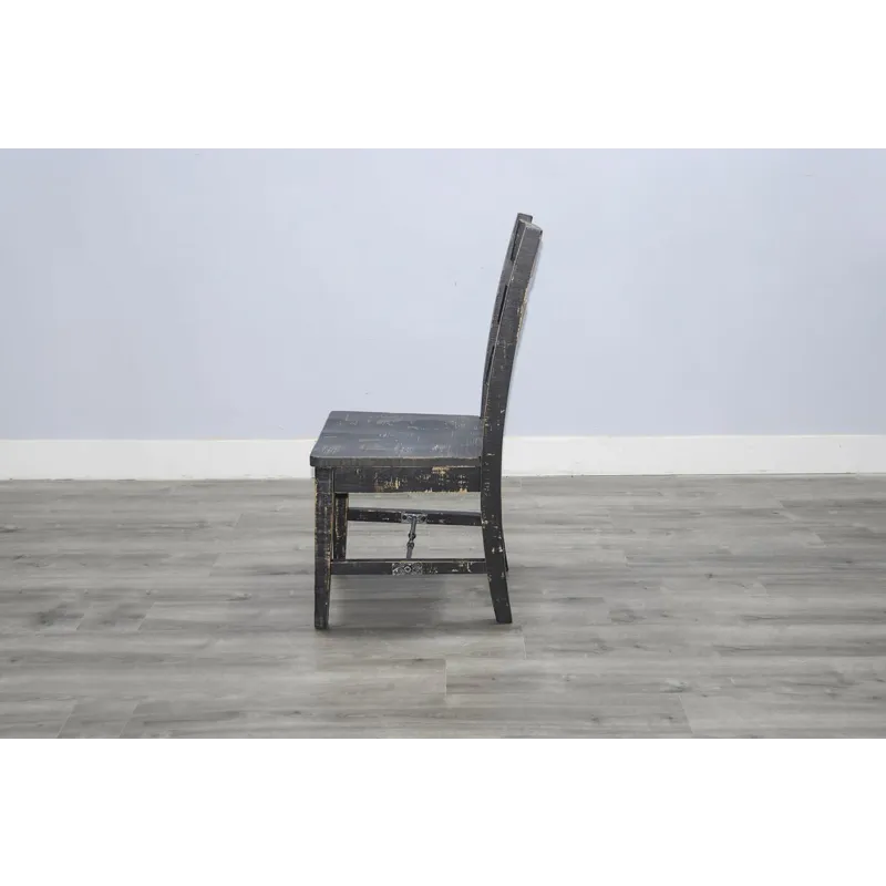 MARINA Black Sand Ladderback Chair w/ Turnbuckle, Wood Seat