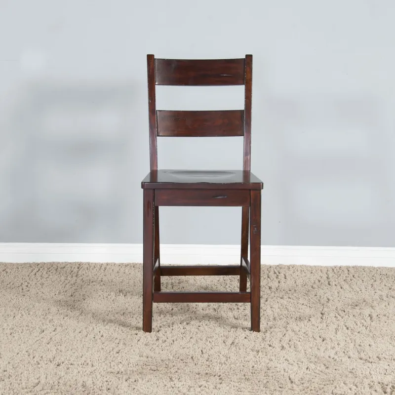 TUSCANY 24"H Ladderback Barstool, Wood Seat