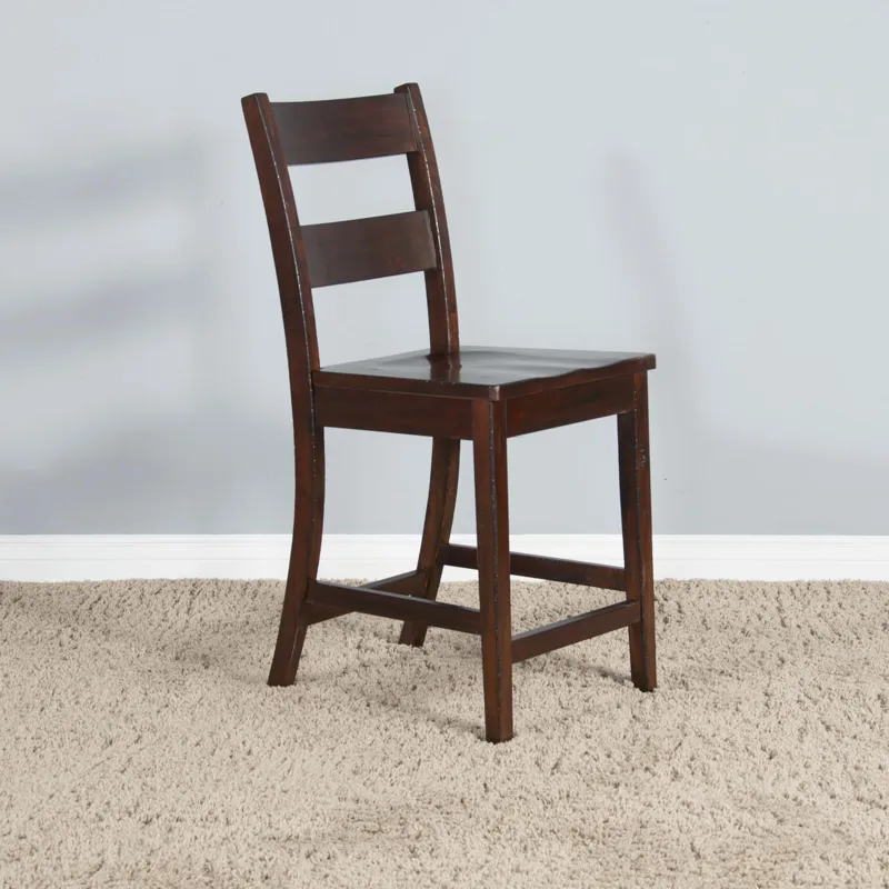 TUSCANY 24"H Ladderback Barstool, Wood Seat