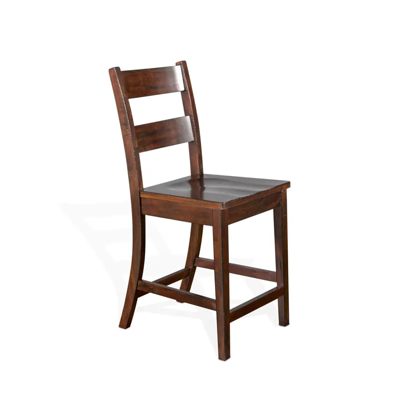 TUSCANY 24"H Ladderback Barstool, Wood Seat