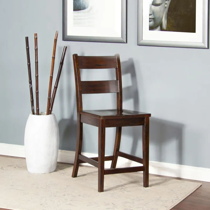TUSCANY 24"H Ladderback Barstool, Wood Seat
