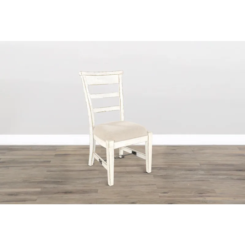 MARINA White Sand Side Chair, Cushion Seat