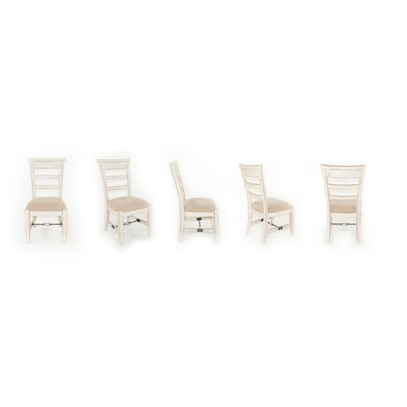 MARINA White Sand Side Chair, Cushion Seat