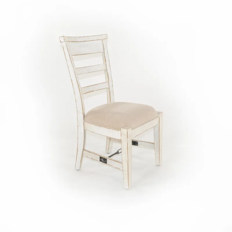 MARINA White Sand Side Chair, Cushion Seat