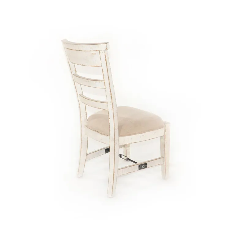 MARINA White Sand Side Chair, Cushion Seat