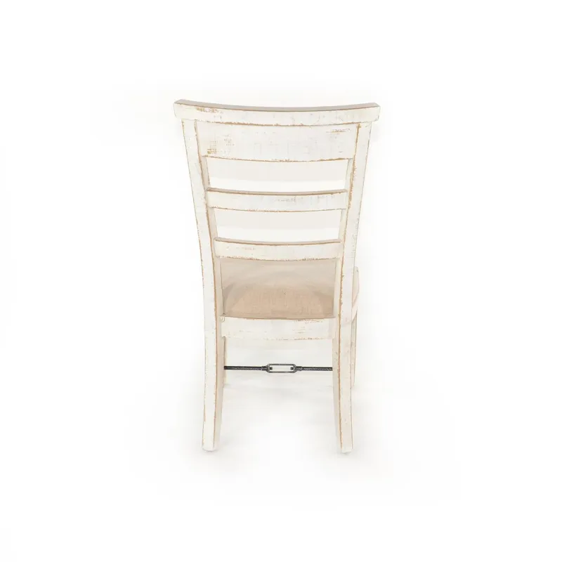 MARINA White Sand Side Chair, Cushion Seat