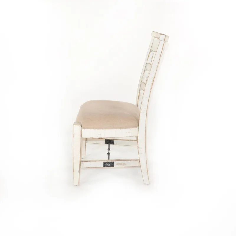 MARINA White Sand Side Chair, Cushion Seat