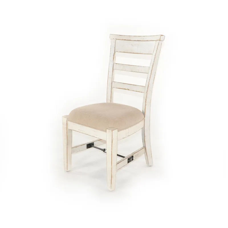 MARINA White Sand Side Chair, Cushion Seat