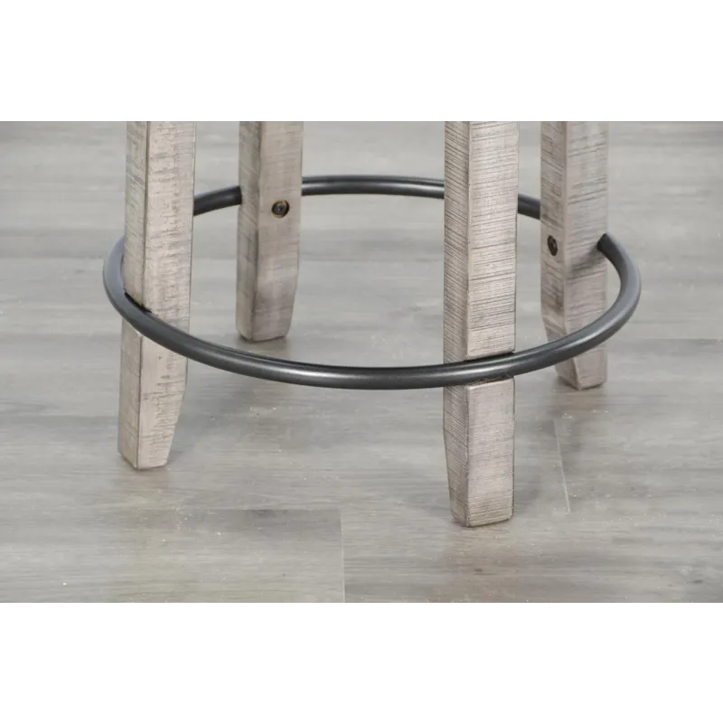 ALPINE GREY 24"H Swivel Barstool, Cushion Seat