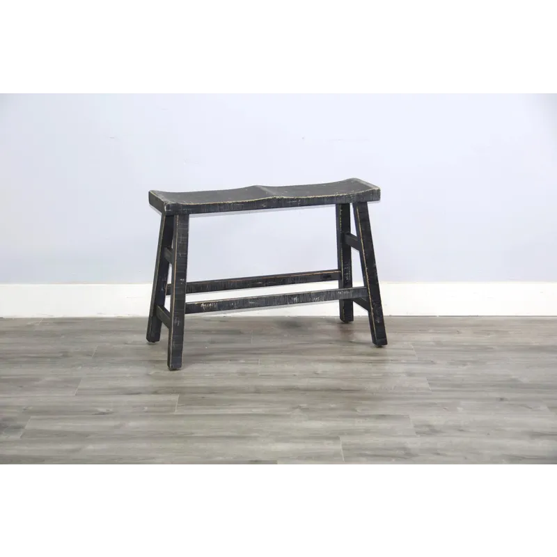 MARINA Black Sand 24"H Bench, 9" Wood Seat