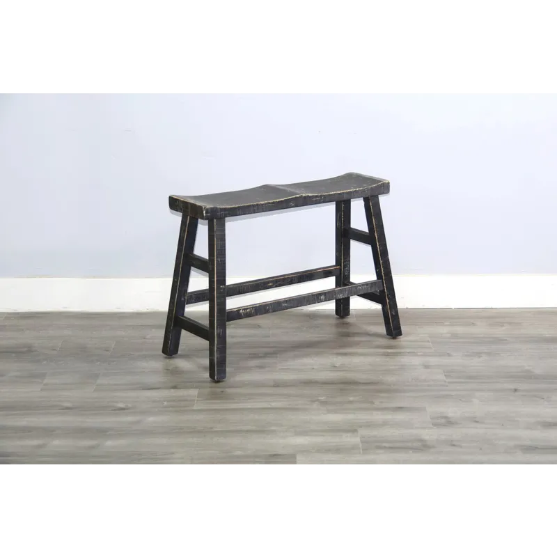 MARINA Black Sand 24"H Bench, 9" Wood Seat