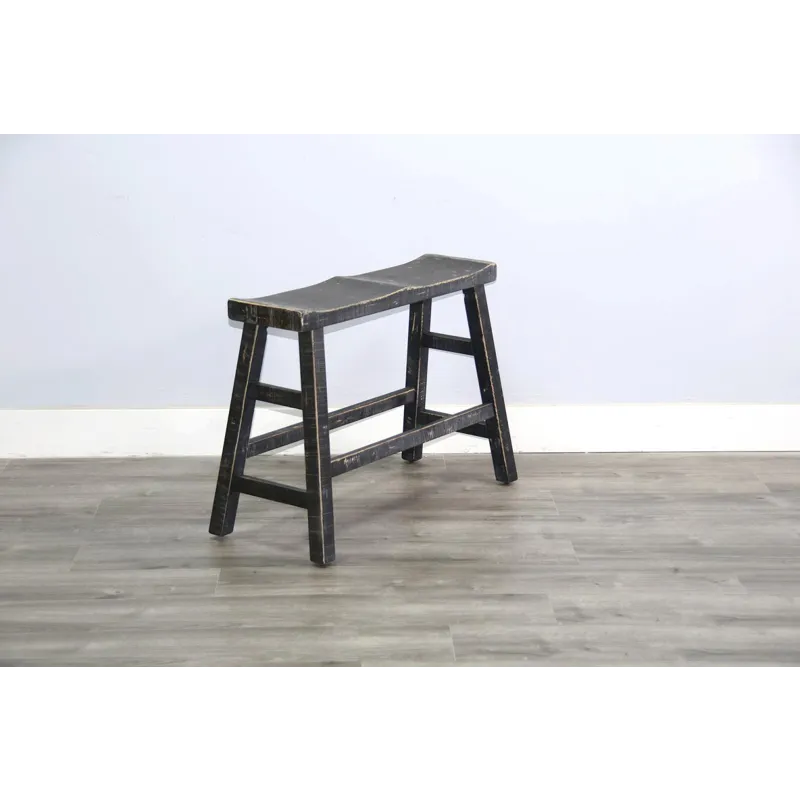 MARINA Black Sand 24"H Bench, 9" Wood Seat