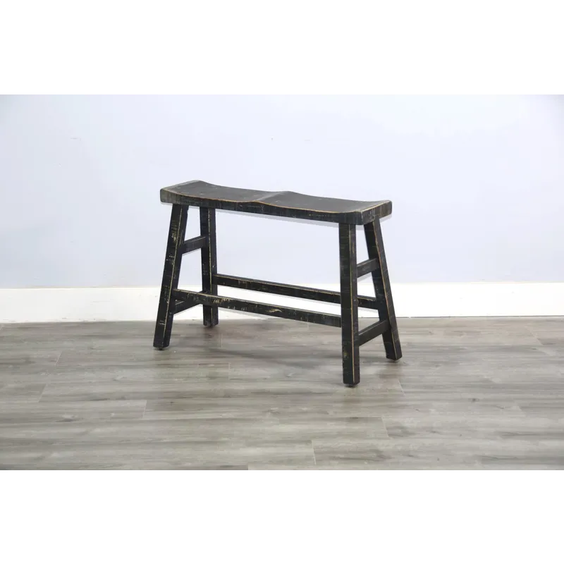 MARINA Black Sand 24"H Bench, 9" Wood Seat