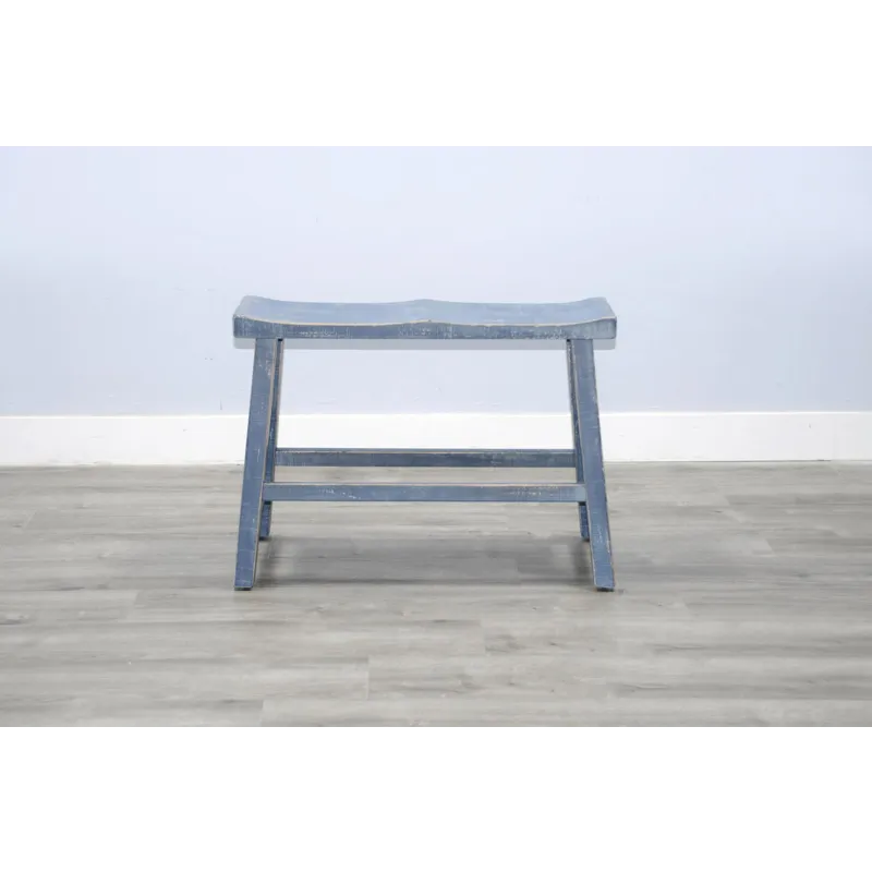 MARINA Ocean Blue 30"H Bench, Wood Seat