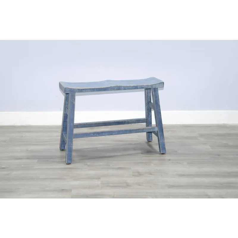 MARINA Ocean Blue 30"H Bench, Wood Seat