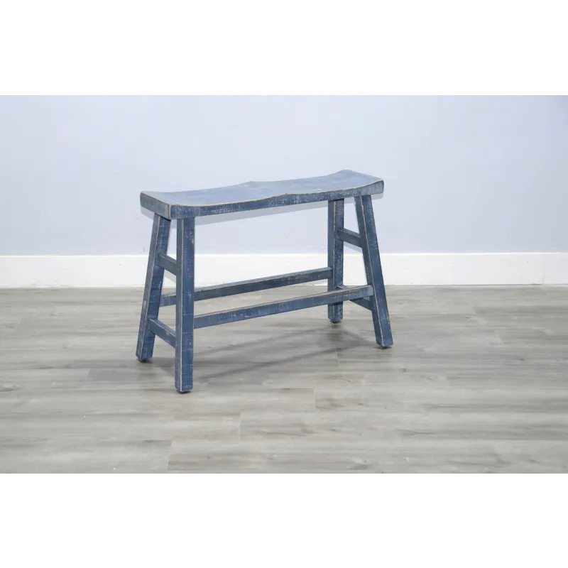 MARINA Ocean Blue 30"H Bench, Wood Seat