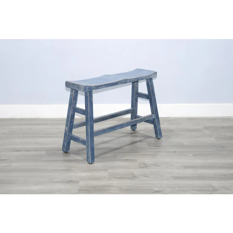 MARINA Ocean Blue 30"H Bench, Wood Seat