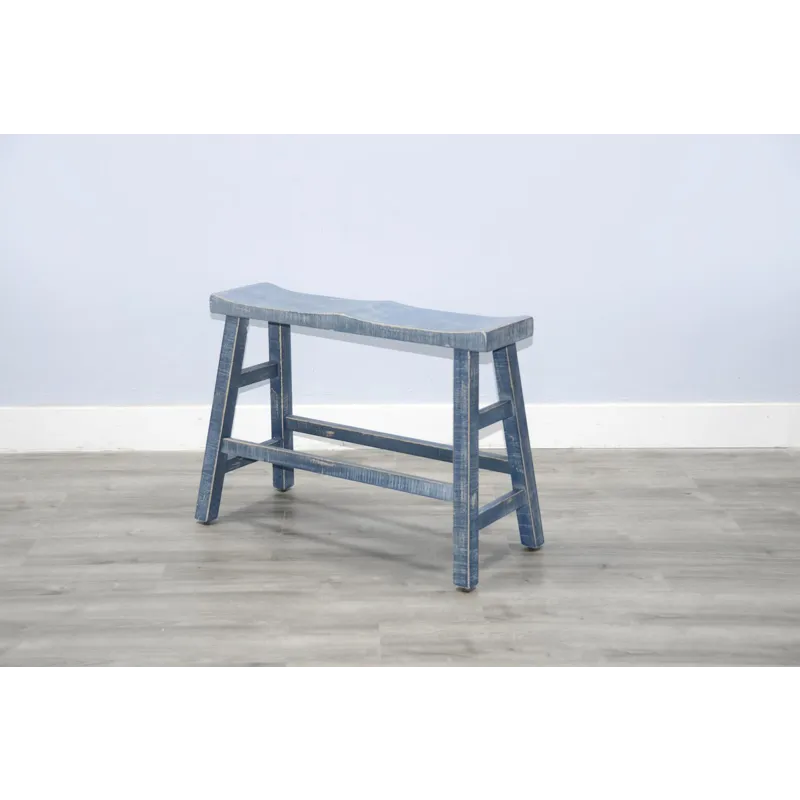 MARINA Ocean Blue 30"H Bench, Wood Seat