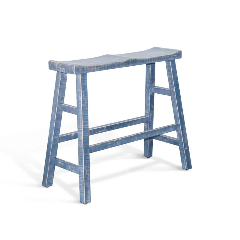 MARINA Ocean Blue 30"H Bench, Wood Seat